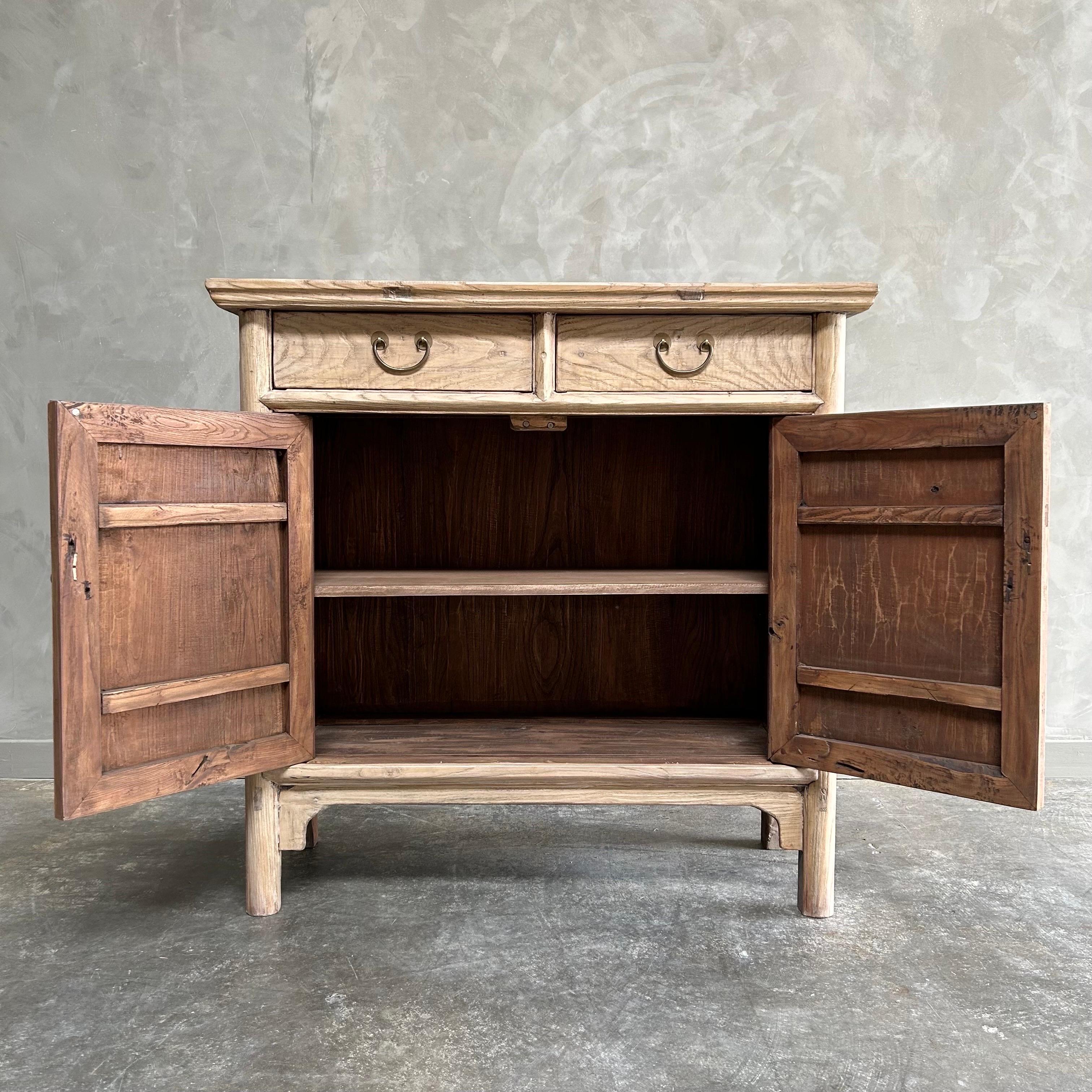 Reclaimed Elm Wood Tall Cabinet with Drawers In Good Condition In Brea, CA