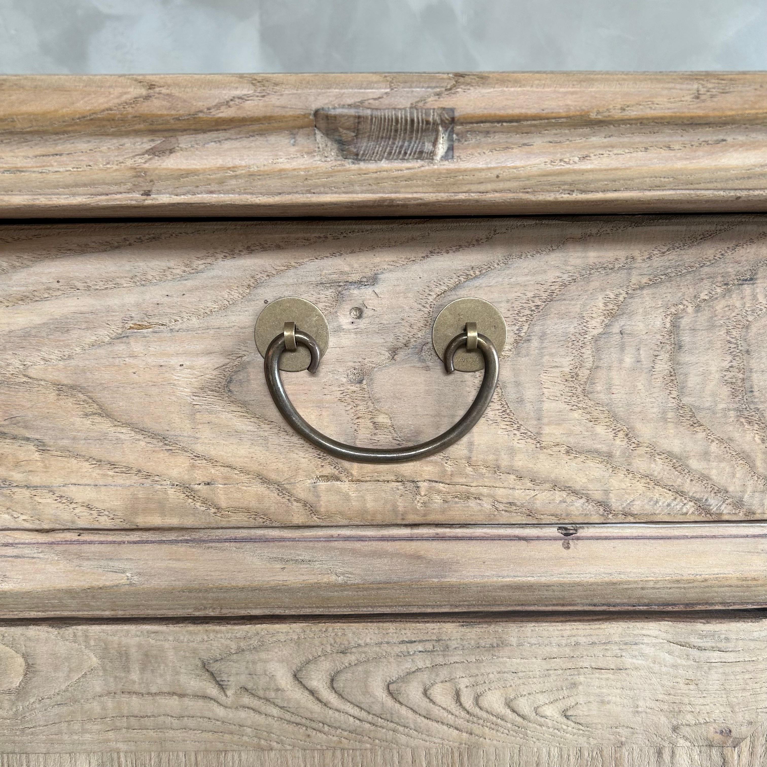 Contemporary Reclaimed Elm Wood Tall Cabinet with Drawers