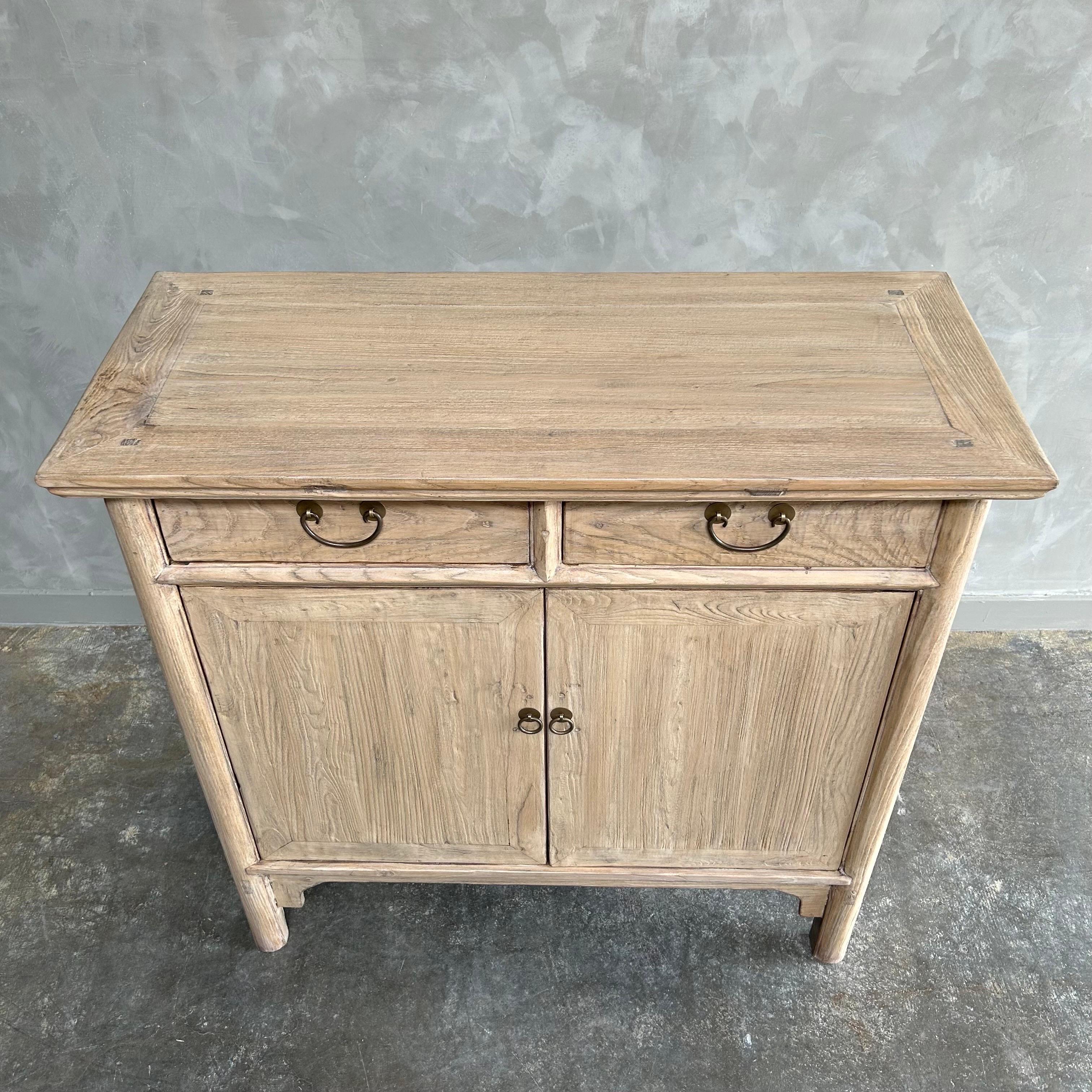 Reclaimed Elm Wood Tall Cabinet with Drawers 1