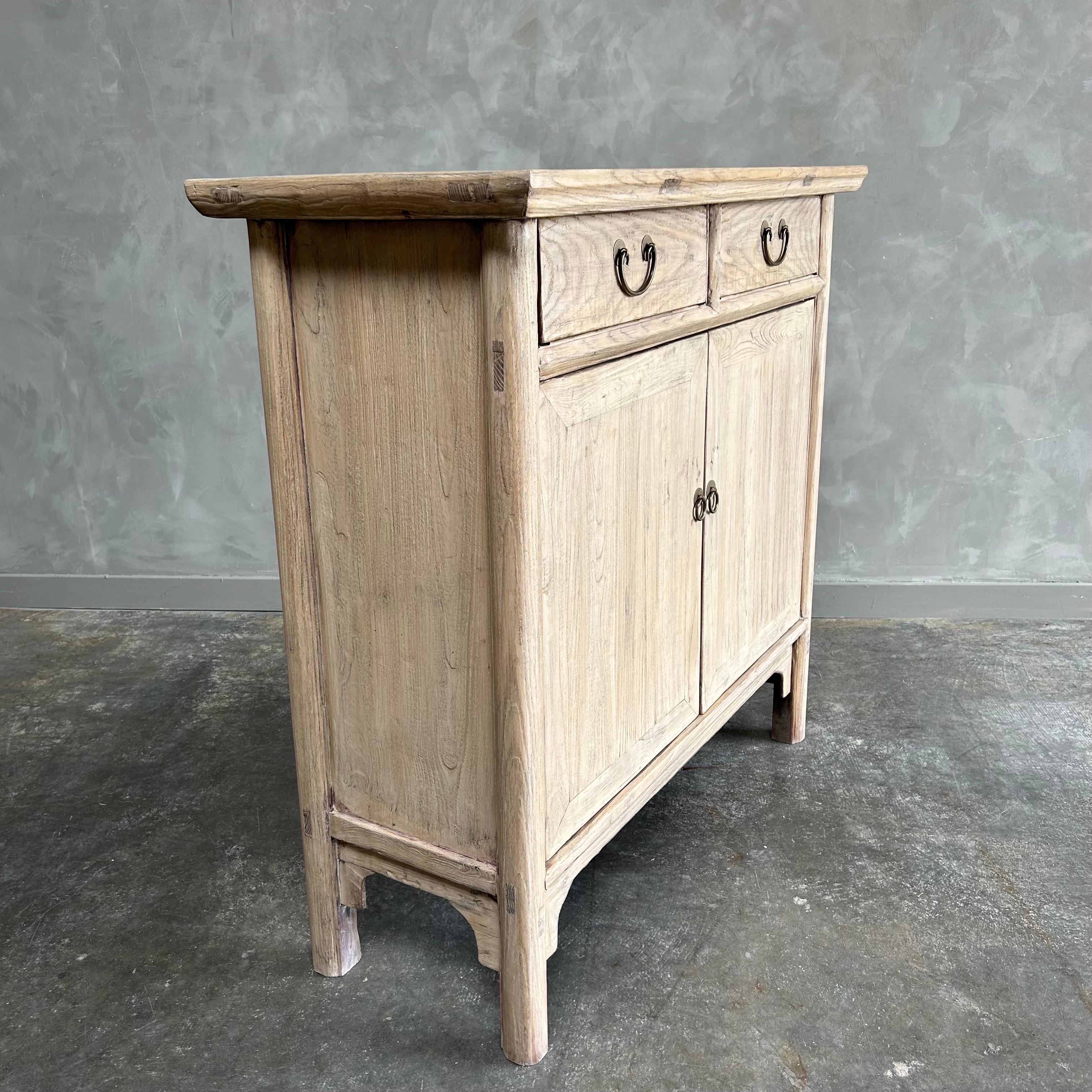 Reclaimed Elm Wood Tall Cabinet with Drawers 2