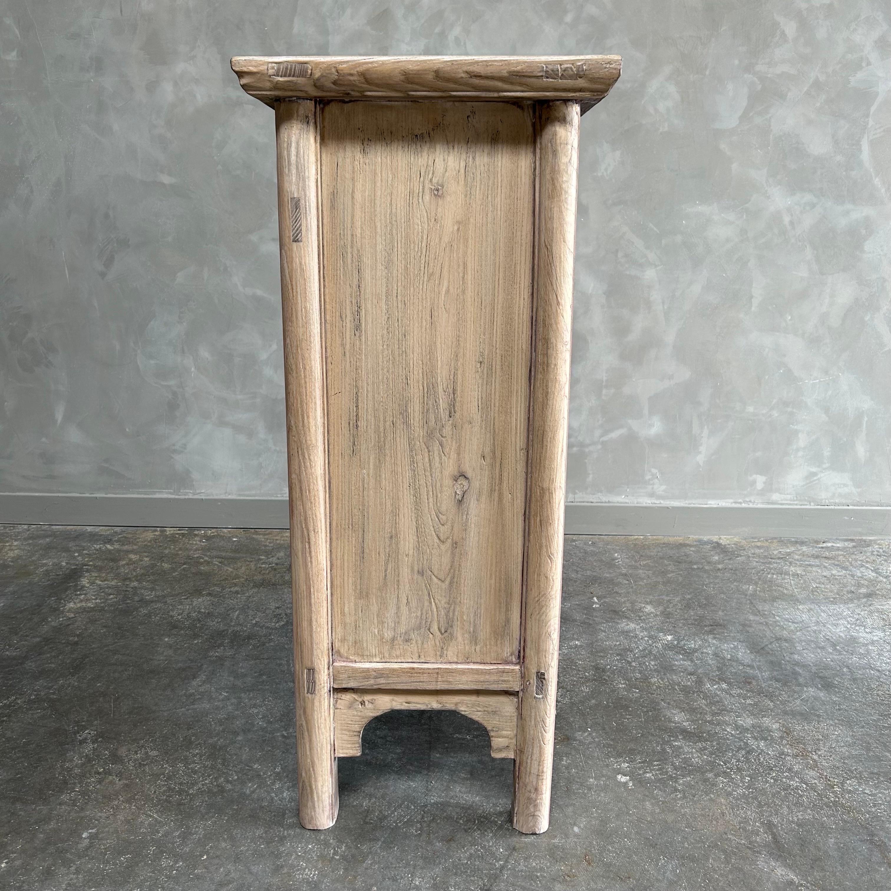 Reclaimed Elm Wood Tall Cabinet with Drawers 3
