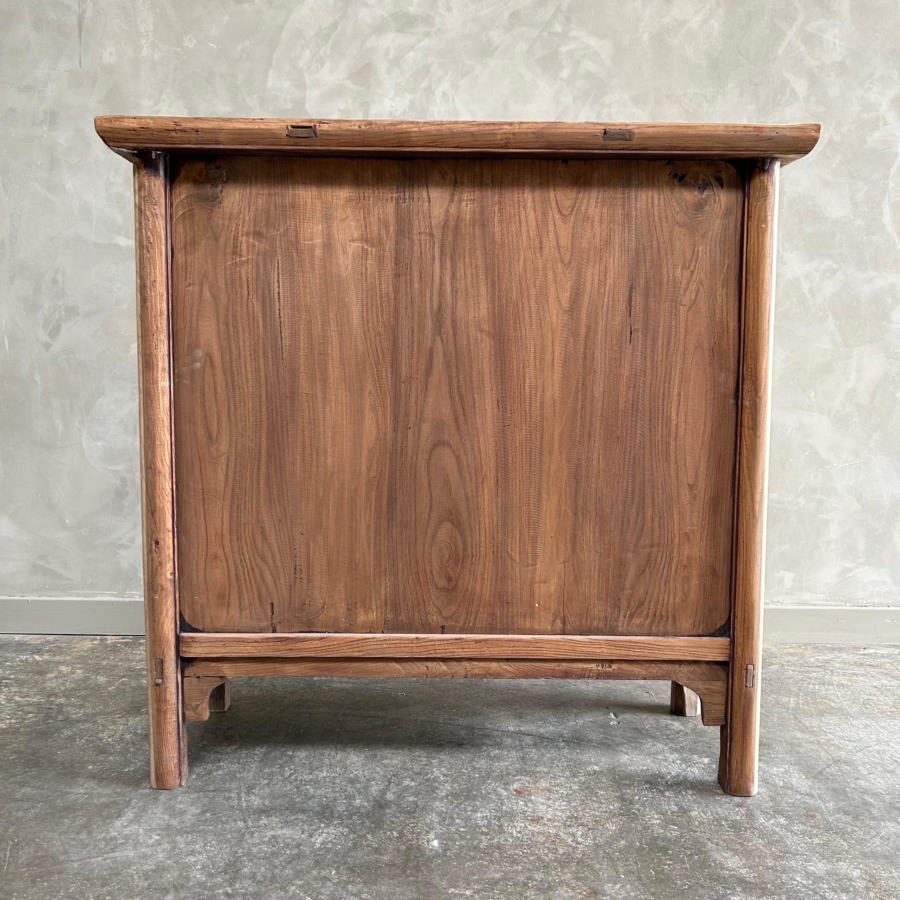 Reclaimed Elm Wood Tall Cabinet with Drawers 4