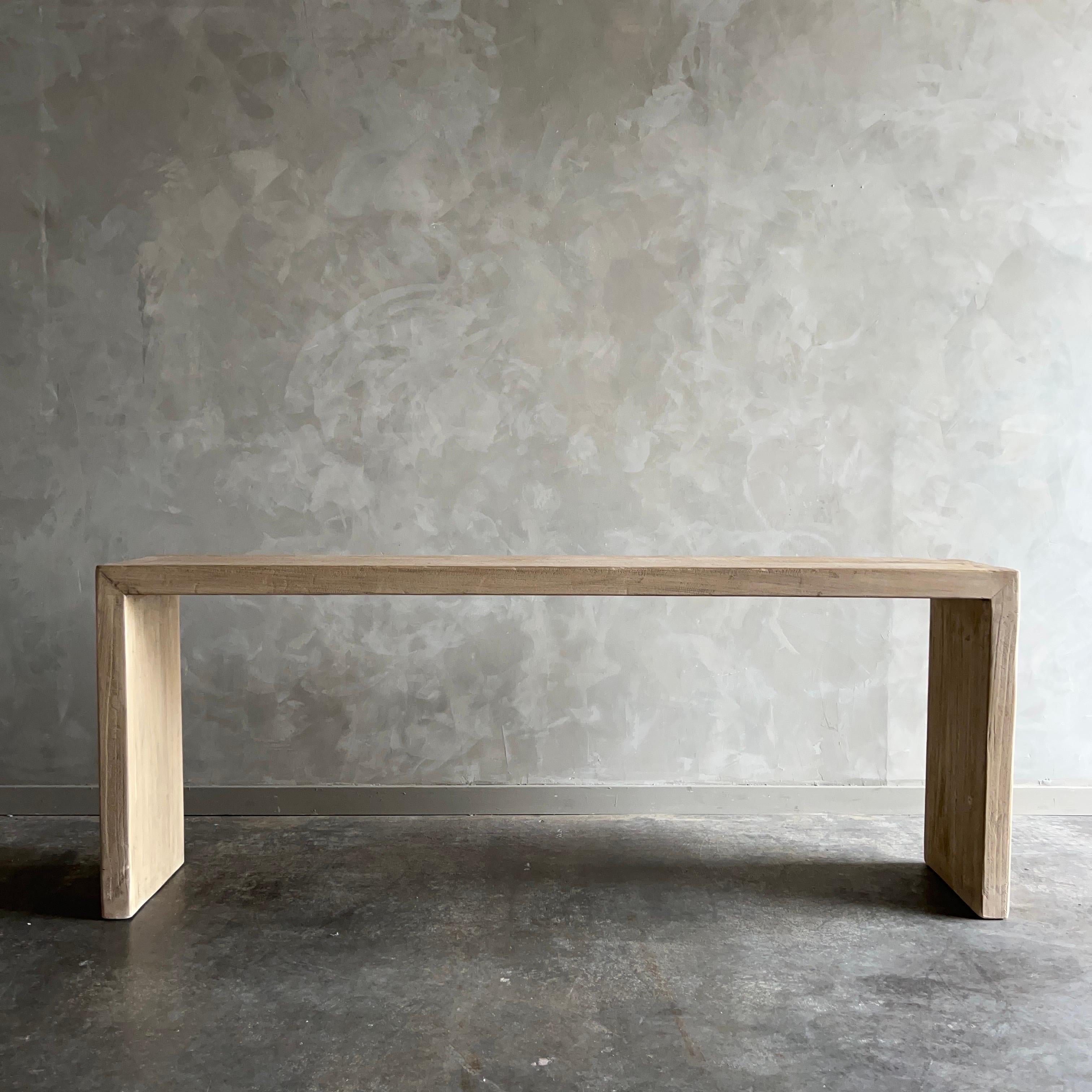 XXIe siècle et contemporain Table console cascade en bois d'orme récupéré en vente