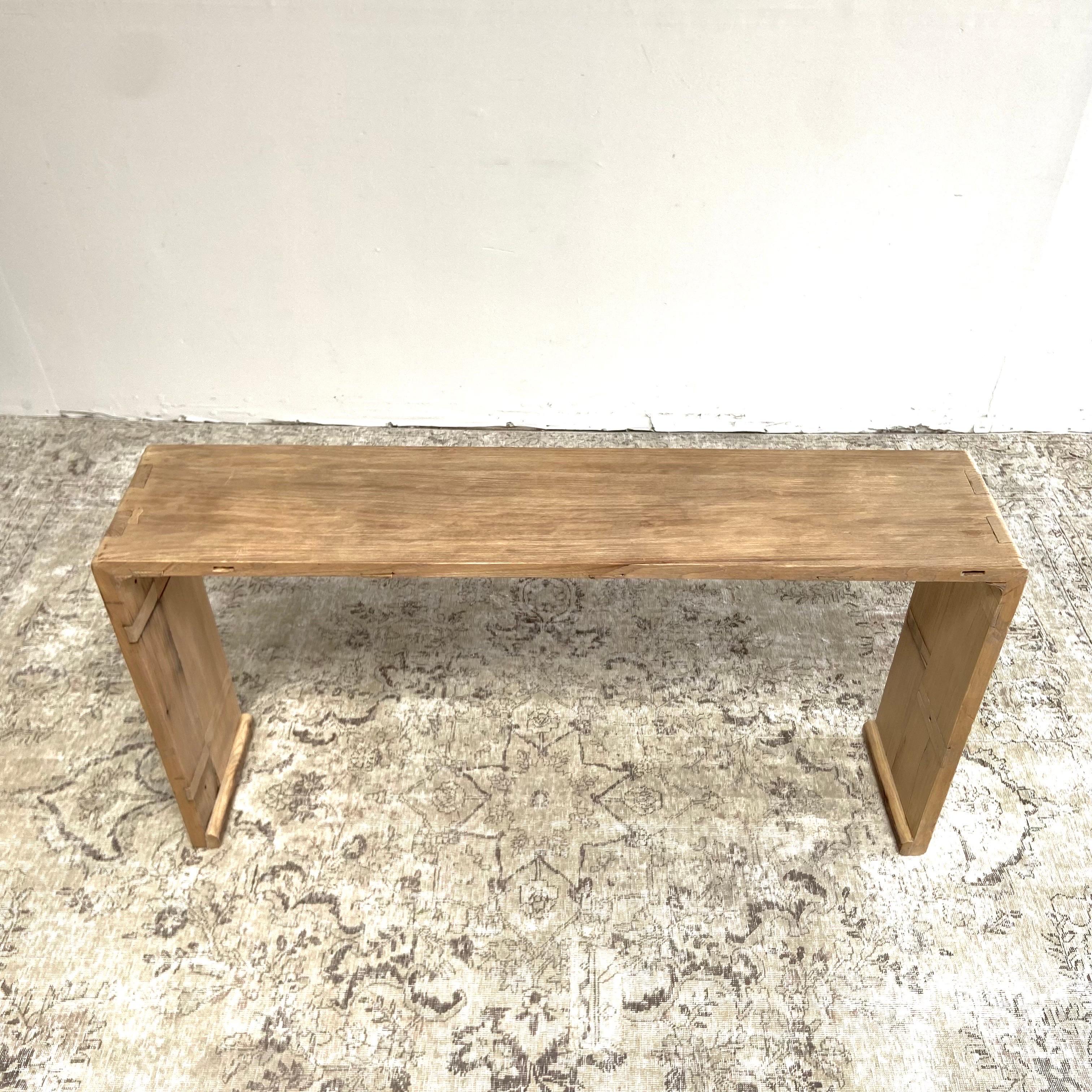 Reclaimed Elm Wood Waterfall Style Console Table 3
