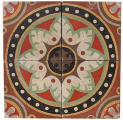 Reclaimed Encaustic Floor Tiles with Pattern