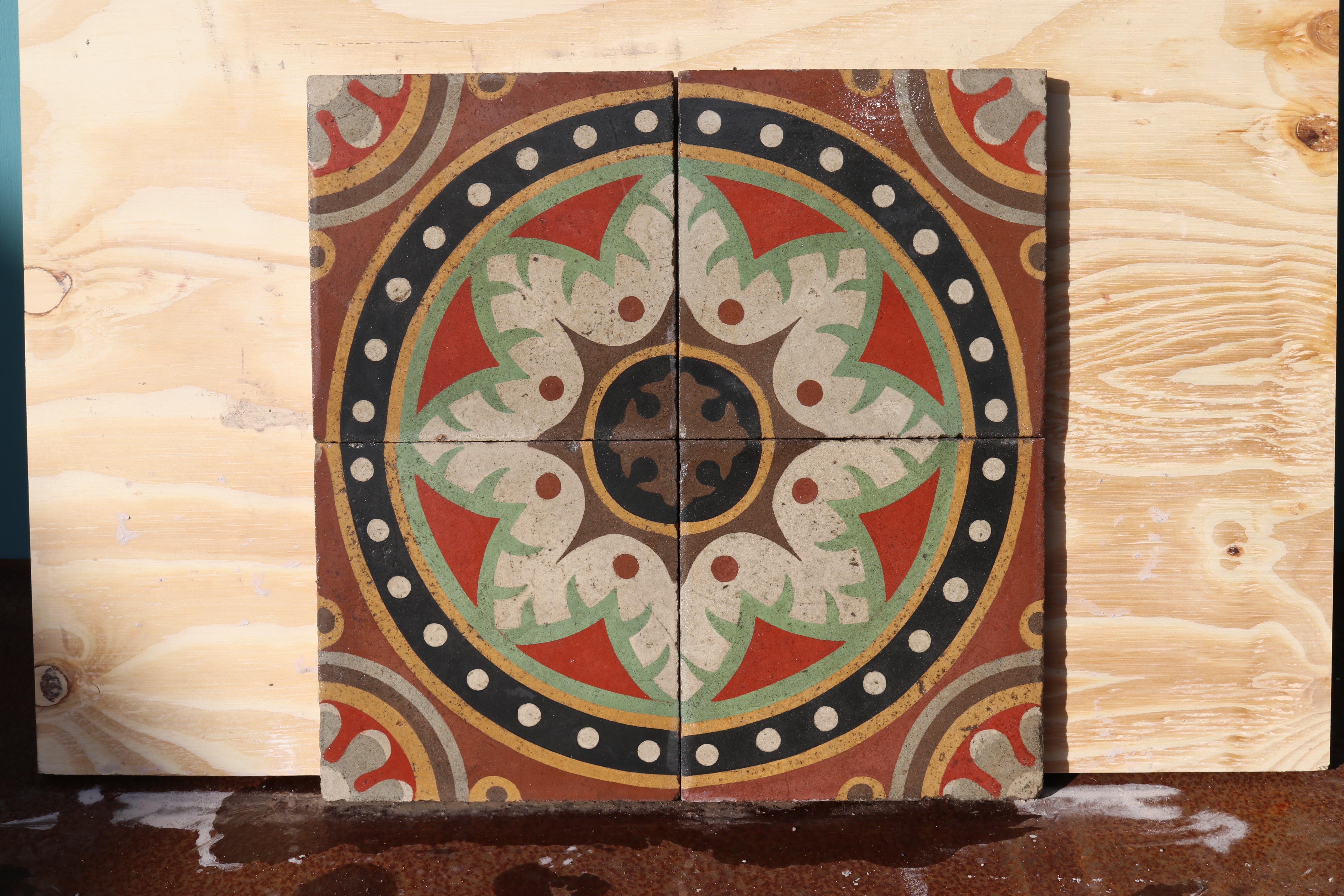 Reclaimed Encaustic Floor Tiles with Pattern 1