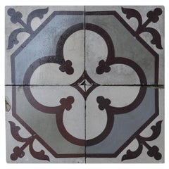 Vintage Reclaimed Encaustic Floor Tiles with Pattern