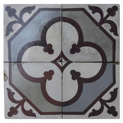 Tiles de sol à l'encaustique récupérés avec motif