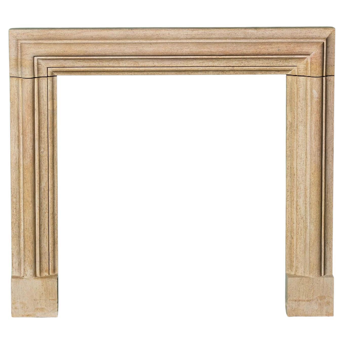 Reclaimed English Bolection Style Limestone Fire Mantel