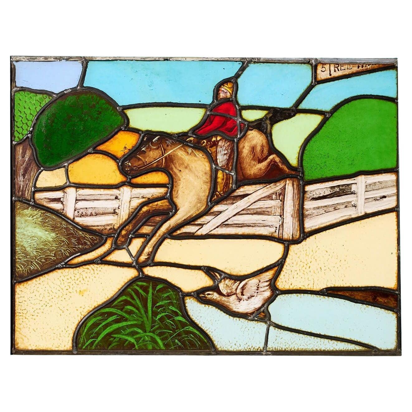 Reclaimed English Countryside Stained Glass Window For Sale
