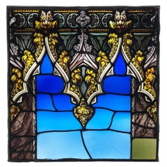 Vintage Reclaimed English Leaded Glass Window Panel
