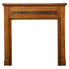 Reclaimed English Oak Fire Surround With Ornate Fretwork Frieze