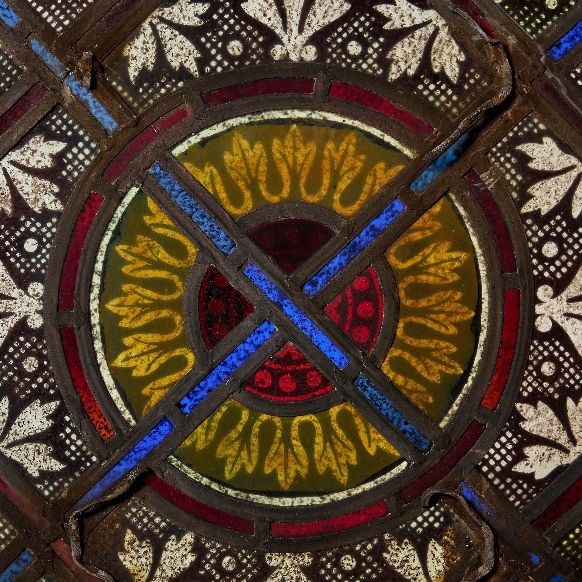 Victorian Reclaimed English Stained Glass Window For Sale