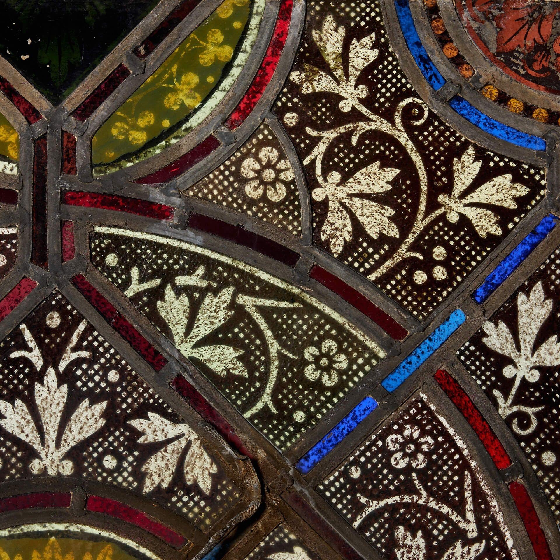 Reclaimed English Stained Glass Window In Fair Condition For Sale In Wormelow, Herefordshire