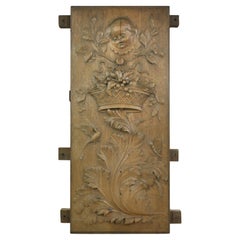 Antique Reclaimed European Carved Wood Fireplace Panel