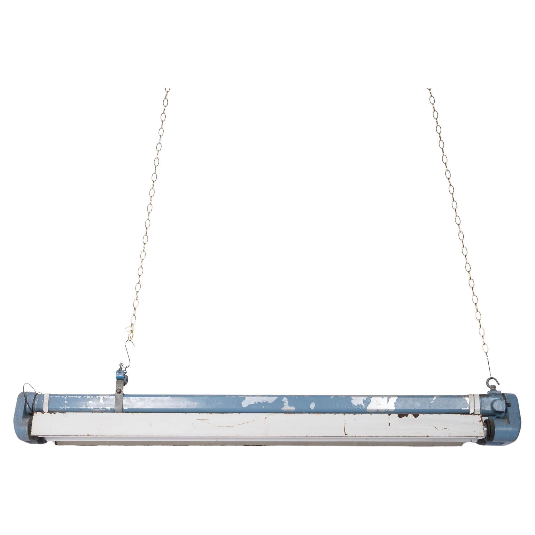 Reclaimed Explosion Proof Linear Industrial Hanging Lights By Victor For Sale