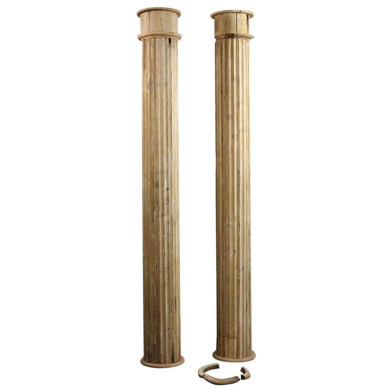 Reclaimed Fluted Pine Pillars / Columns, 20th Century For Sale