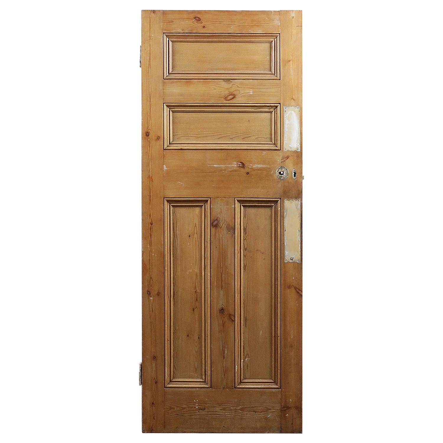 Reclaimed Four Beaded Panel Pine Door, 20th Century For Sale