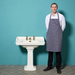 Reclaimed French 1920s Porcher Pedestal Sink