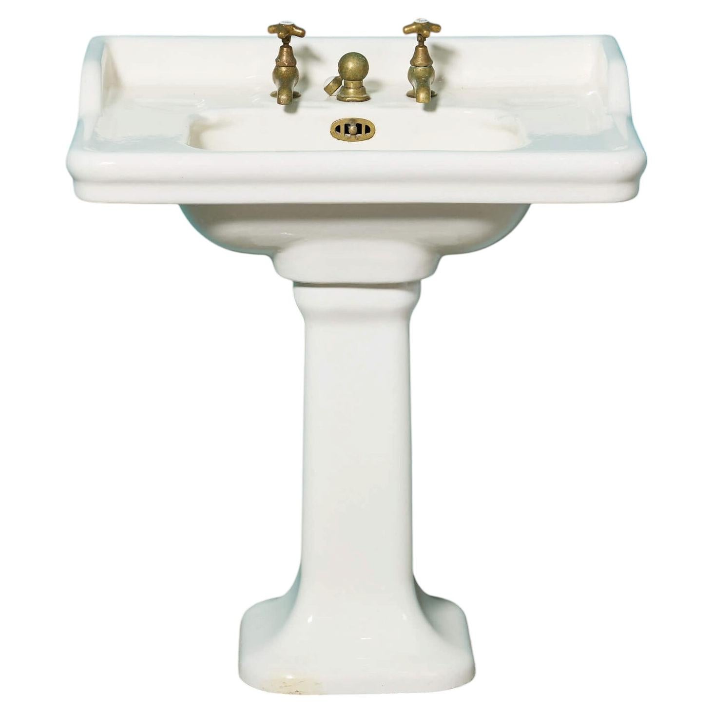Reclaimed French 1920s Porcher Pedestal Sink at 1stDibs