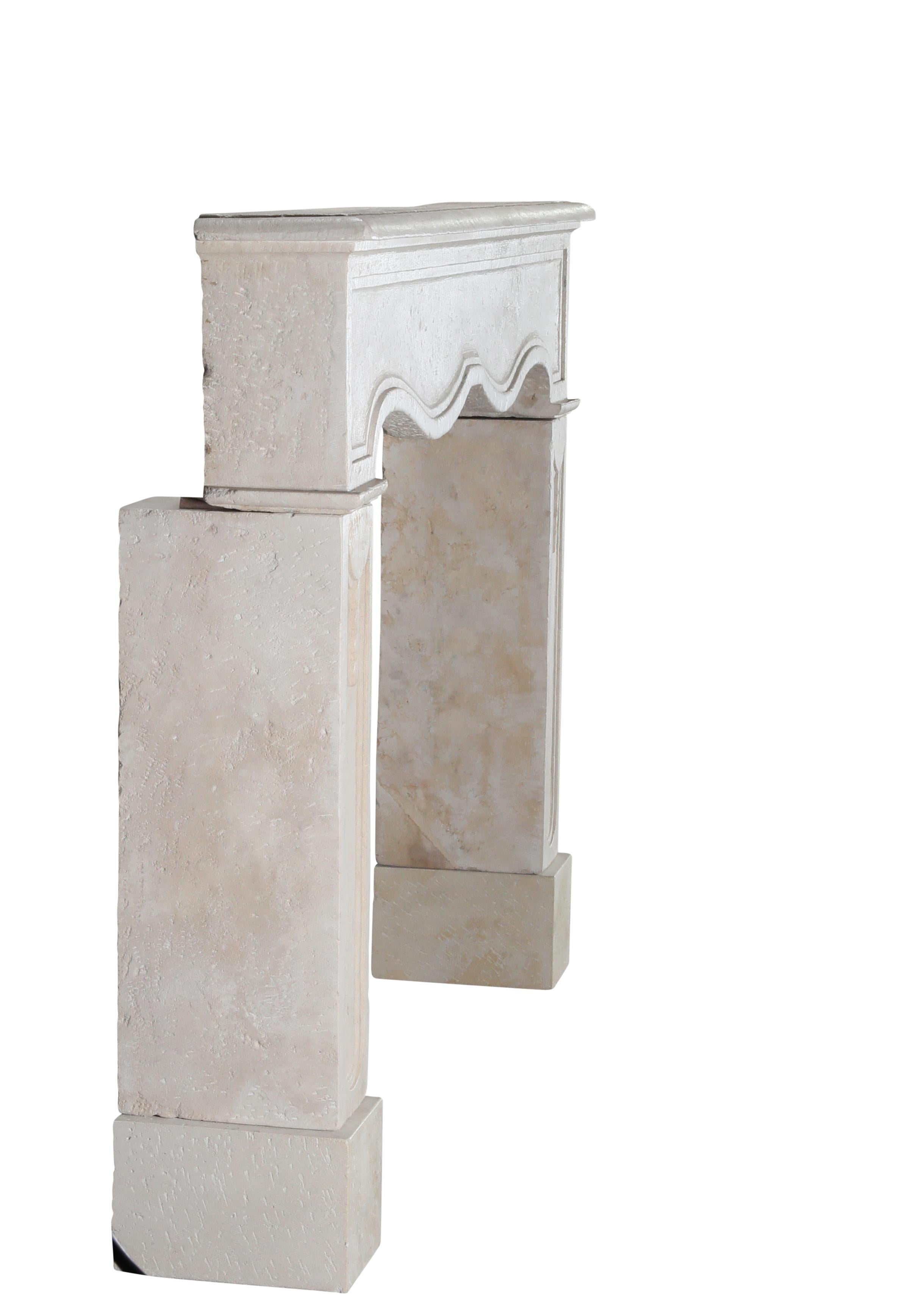 Reclaimed French Light Stone Fireplace In Timeless Louis XIV Style For Sale 4