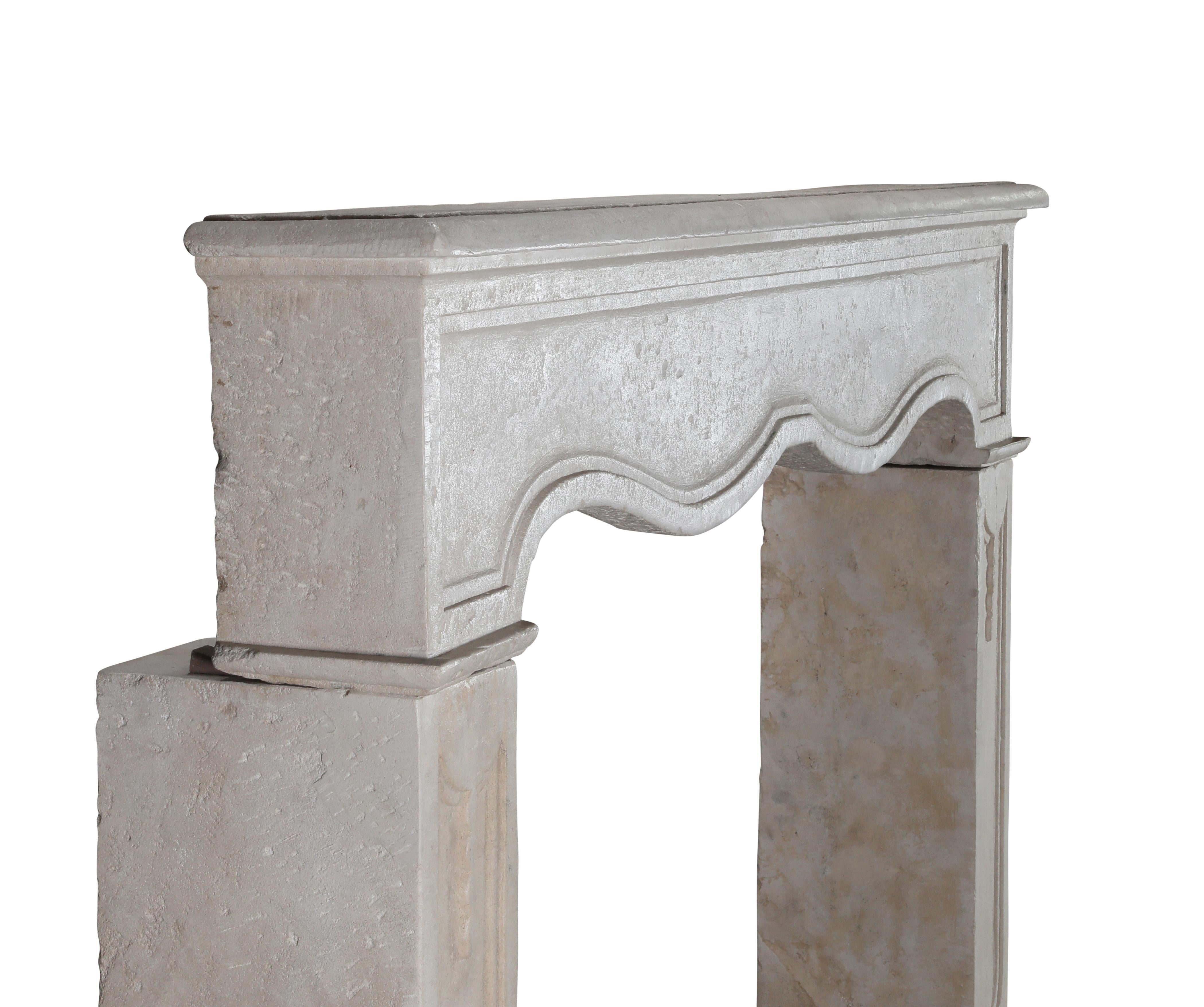 Reclaimed French Light Stone Fireplace In Timeless Louis XIV Style For Sale 5