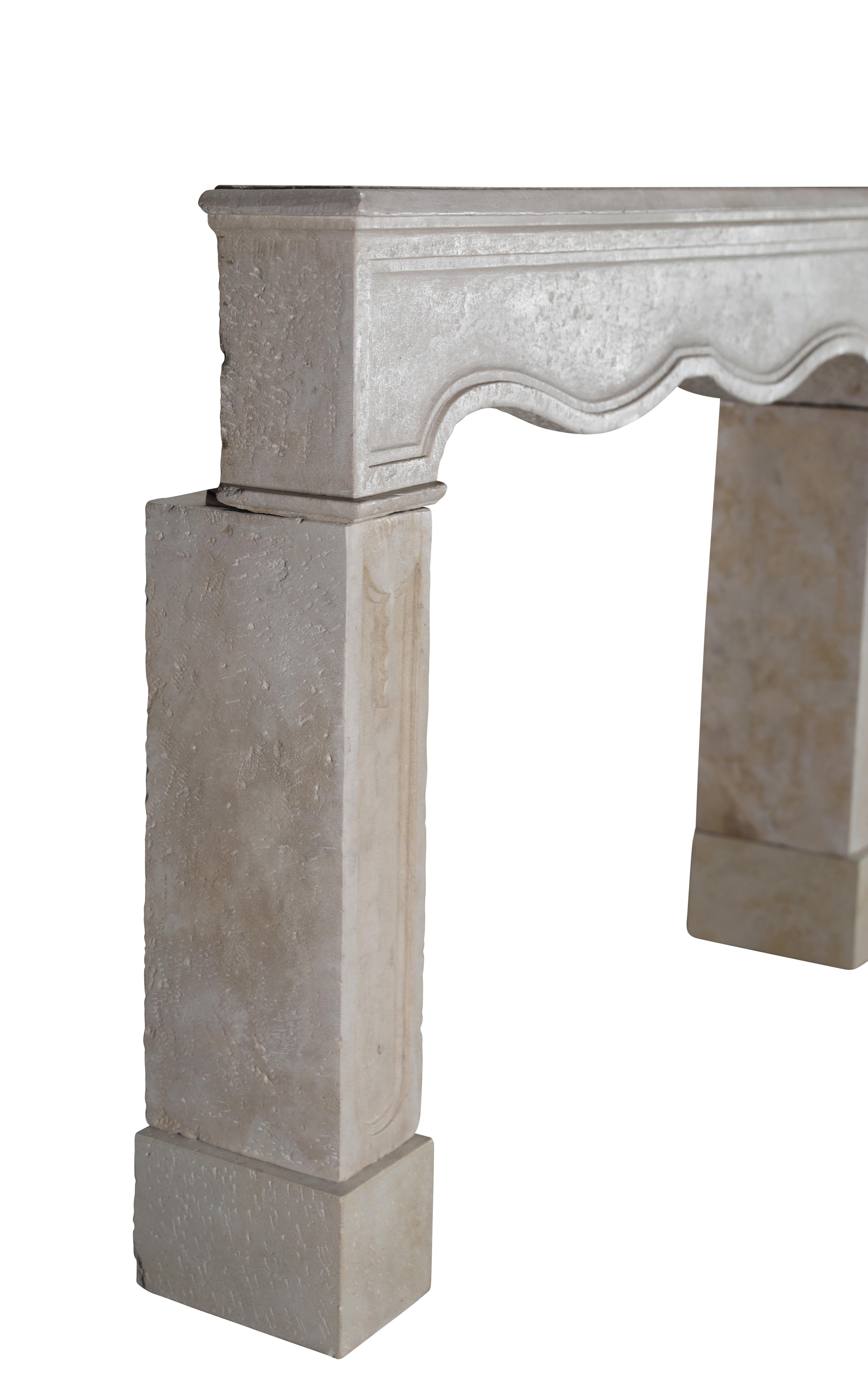 Reclaimed French Light Stone Fireplace In Timeless Louis XIV Style For Sale 8