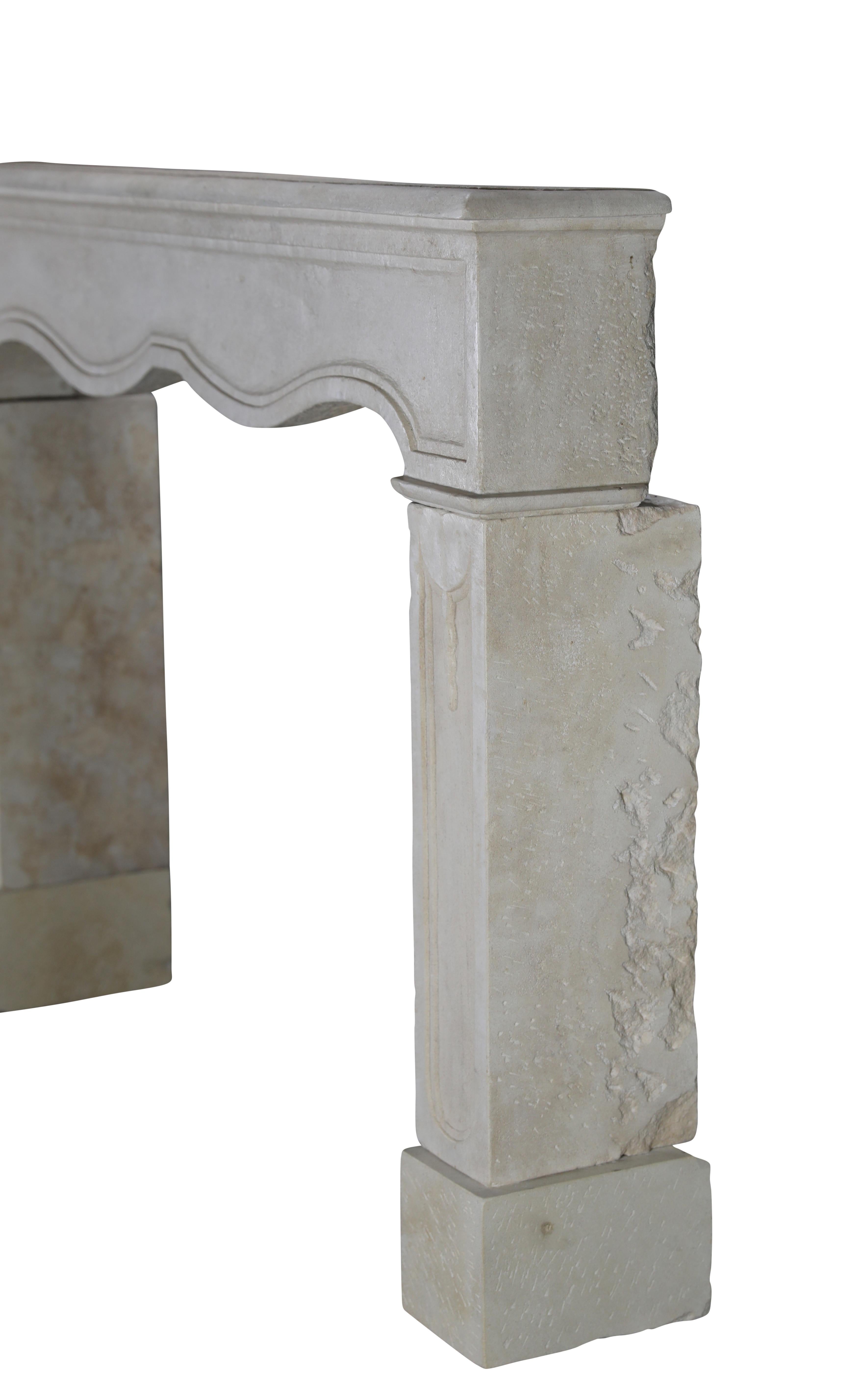 Reclaimed French Light Stone Fireplace In Timeless Louis XIV Style For Sale 10