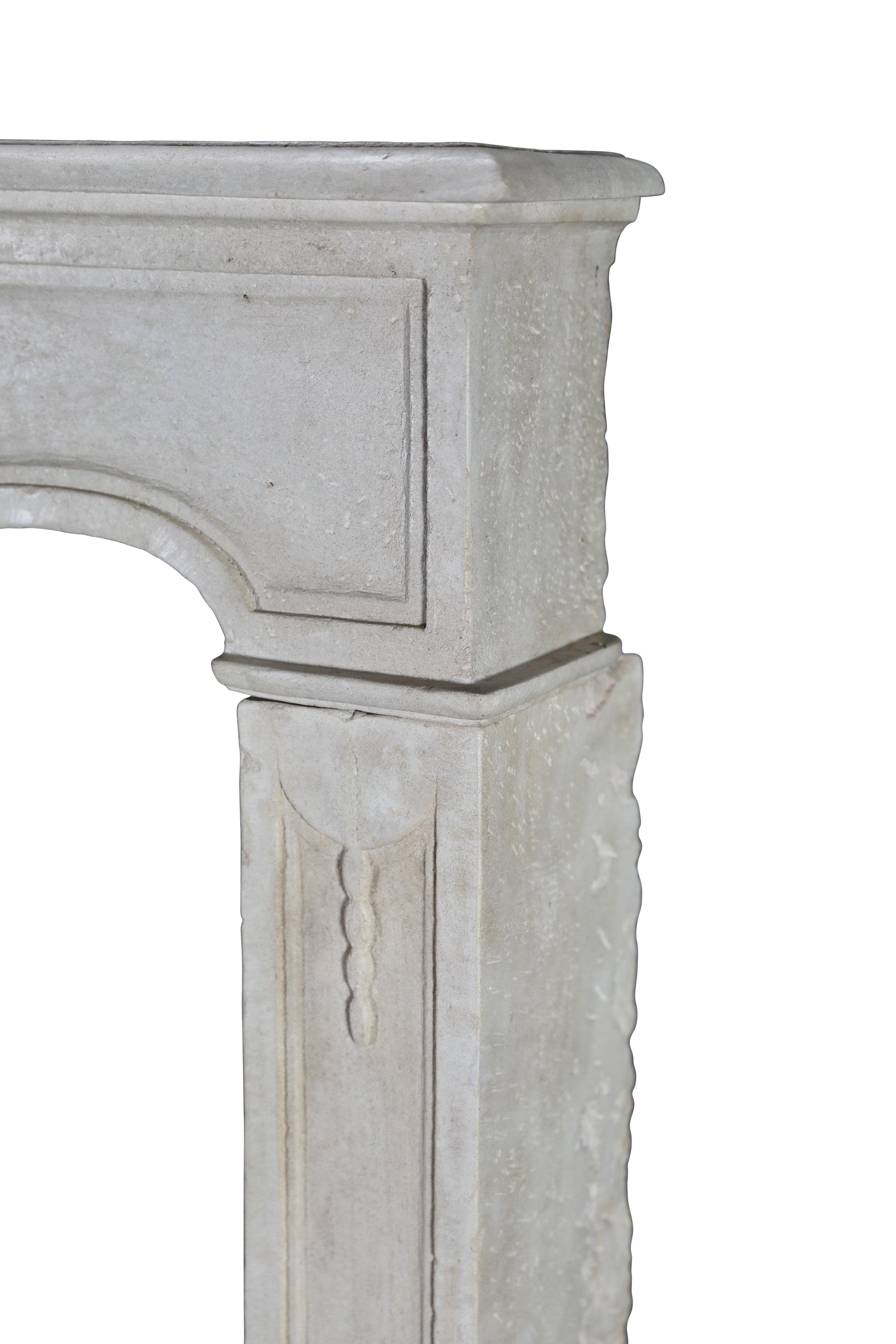 Reclaimed French Light Stone Fireplace In Timeless Louis XIV Style For Sale 12