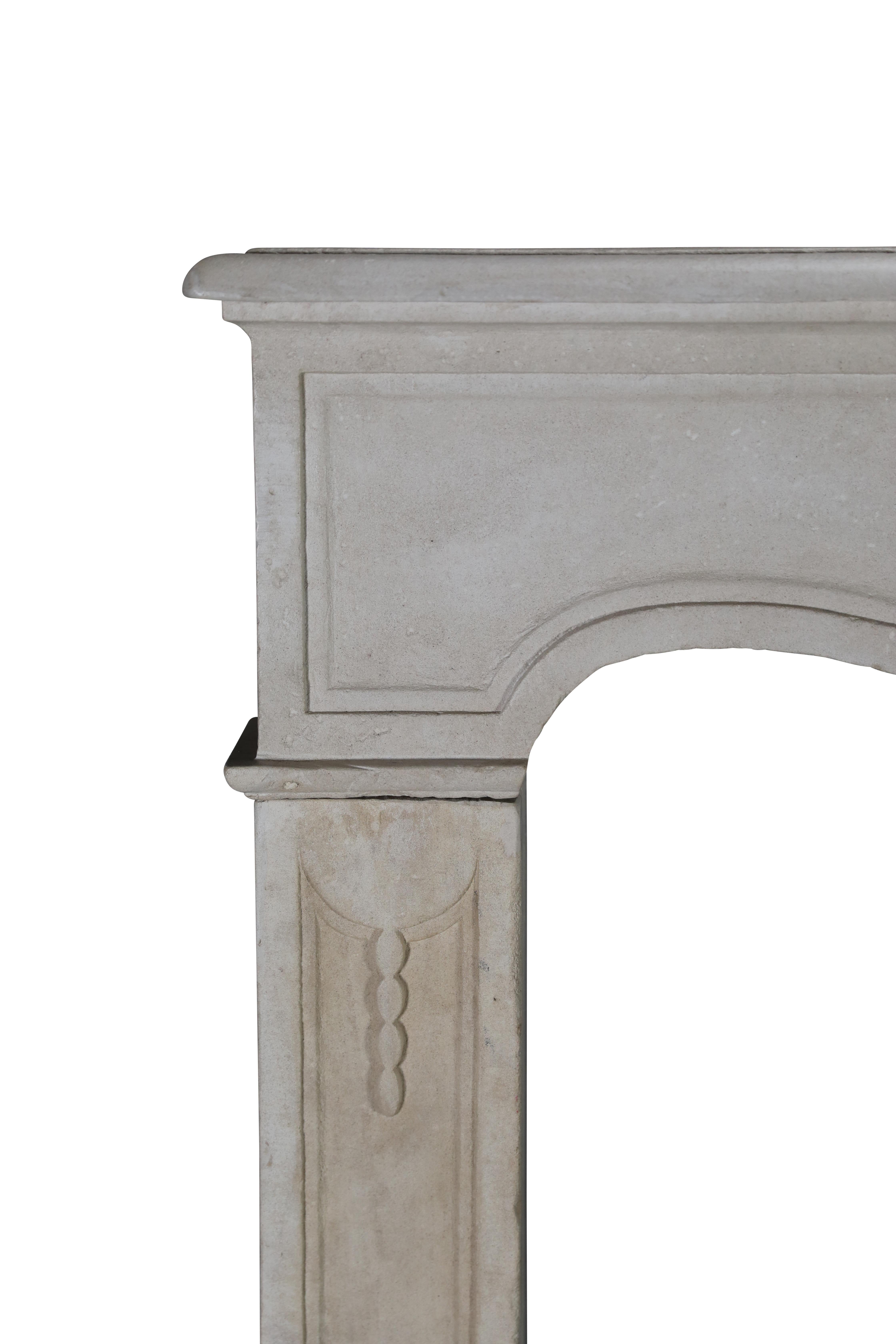 Reclaimed French Light Stone Fireplace In Timeless Louis XIV Style For Sale 14