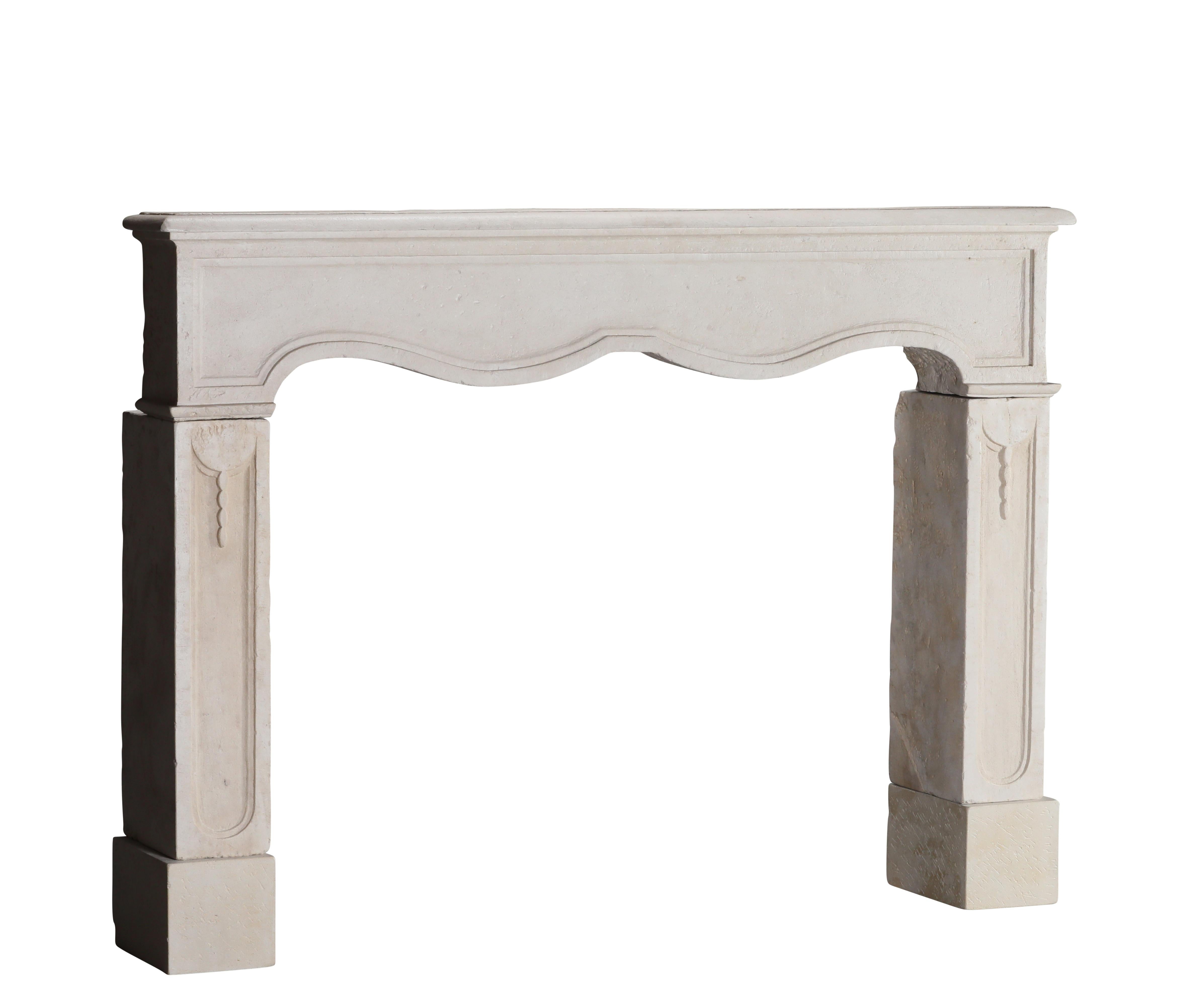 Reclaimed French Light Stone Fireplace In Timeless Louis XIV Style For Sale 2