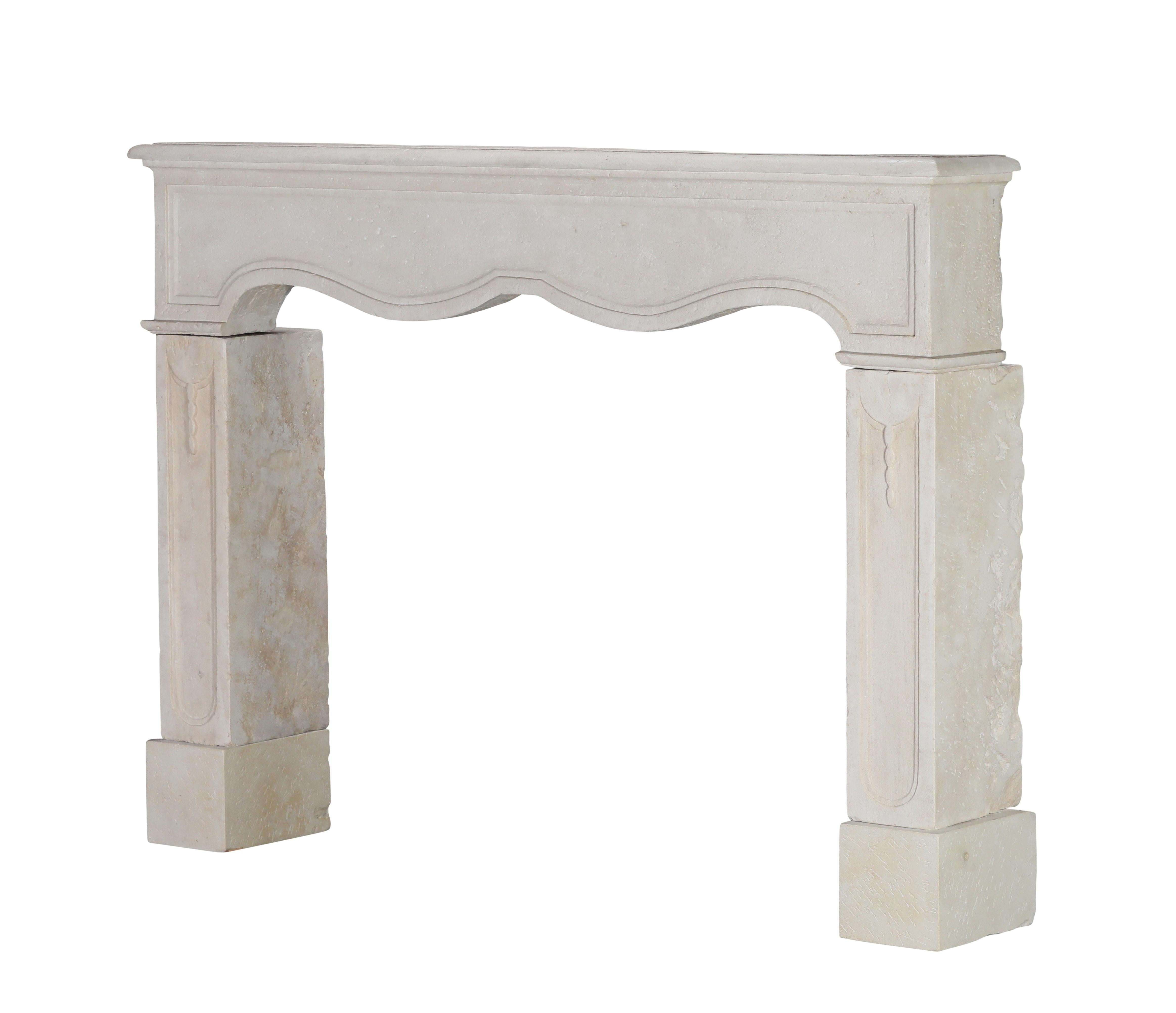 Reclaimed French Light Stone Fireplace In Timeless Louis XIV Style For Sale 3