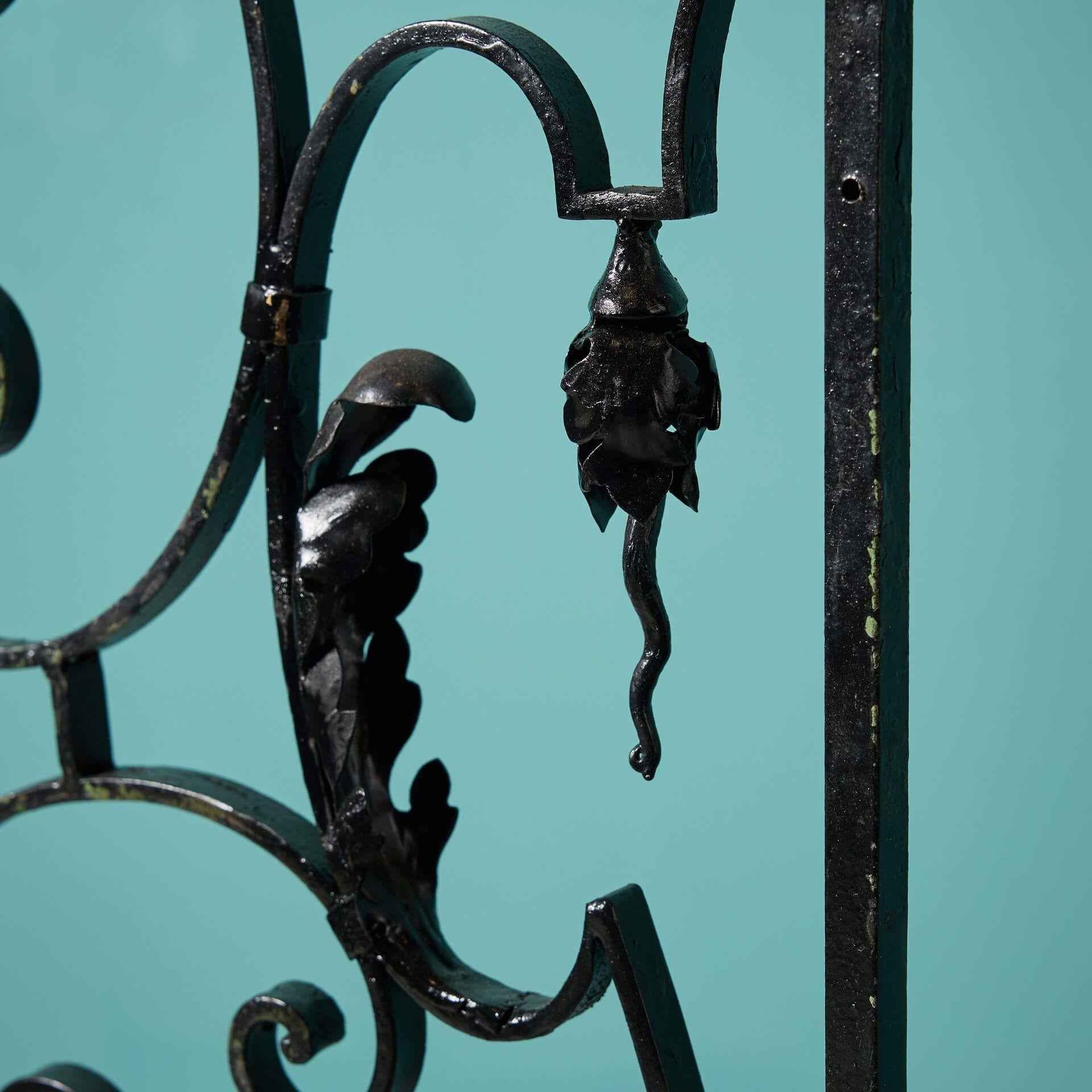Reclaimed French Narrow Wrought Iron Side Gate In Fair Condition For Sale In Wormelow, Herefordshire