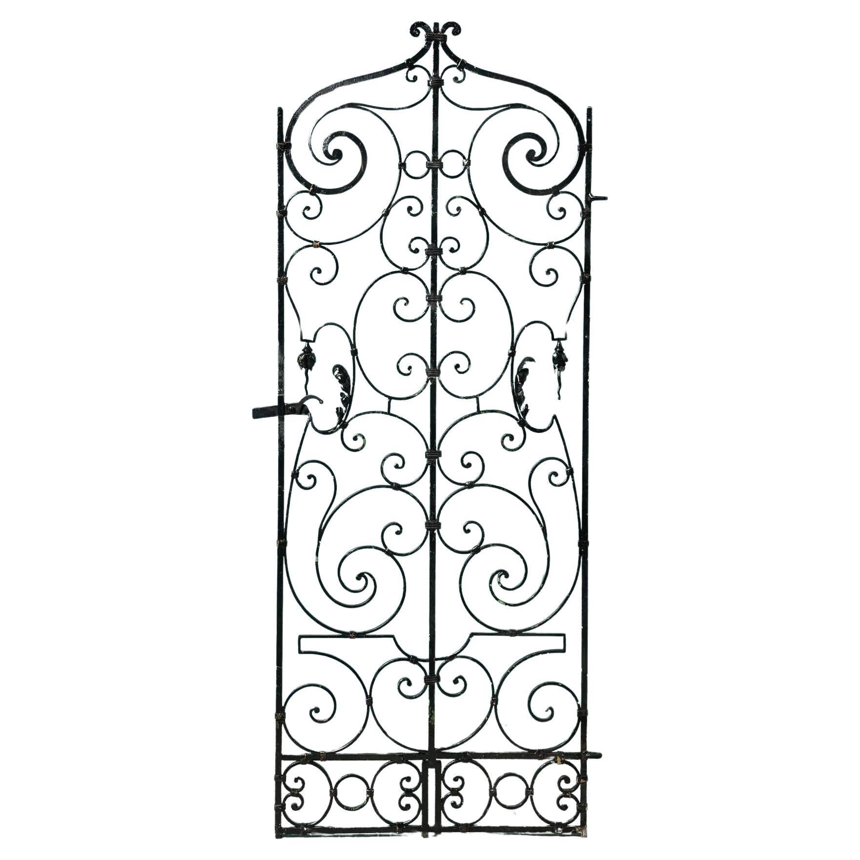 Reclaimed French Narrow Wrought Iron Side Gate For Sale
