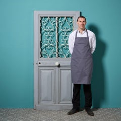 Reclaimed French Oak Glazed Exterior Door with Iron Grills
