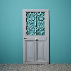 Reclaimed French Oak Glazed Exterior Door with Iron Grills