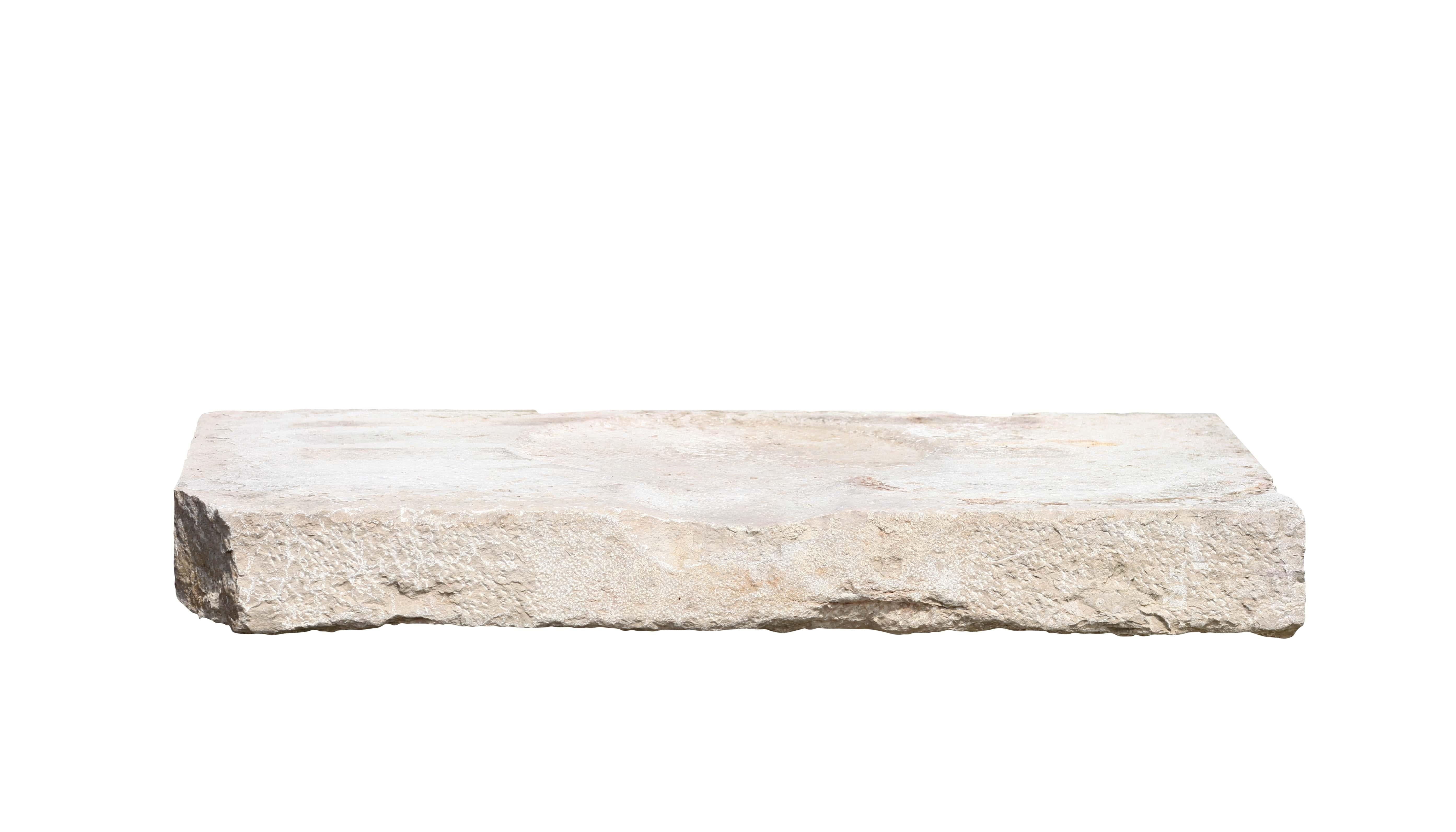 Hand-Carved Reclaimed French Rustic Style Limestone Architectural Element For Sale