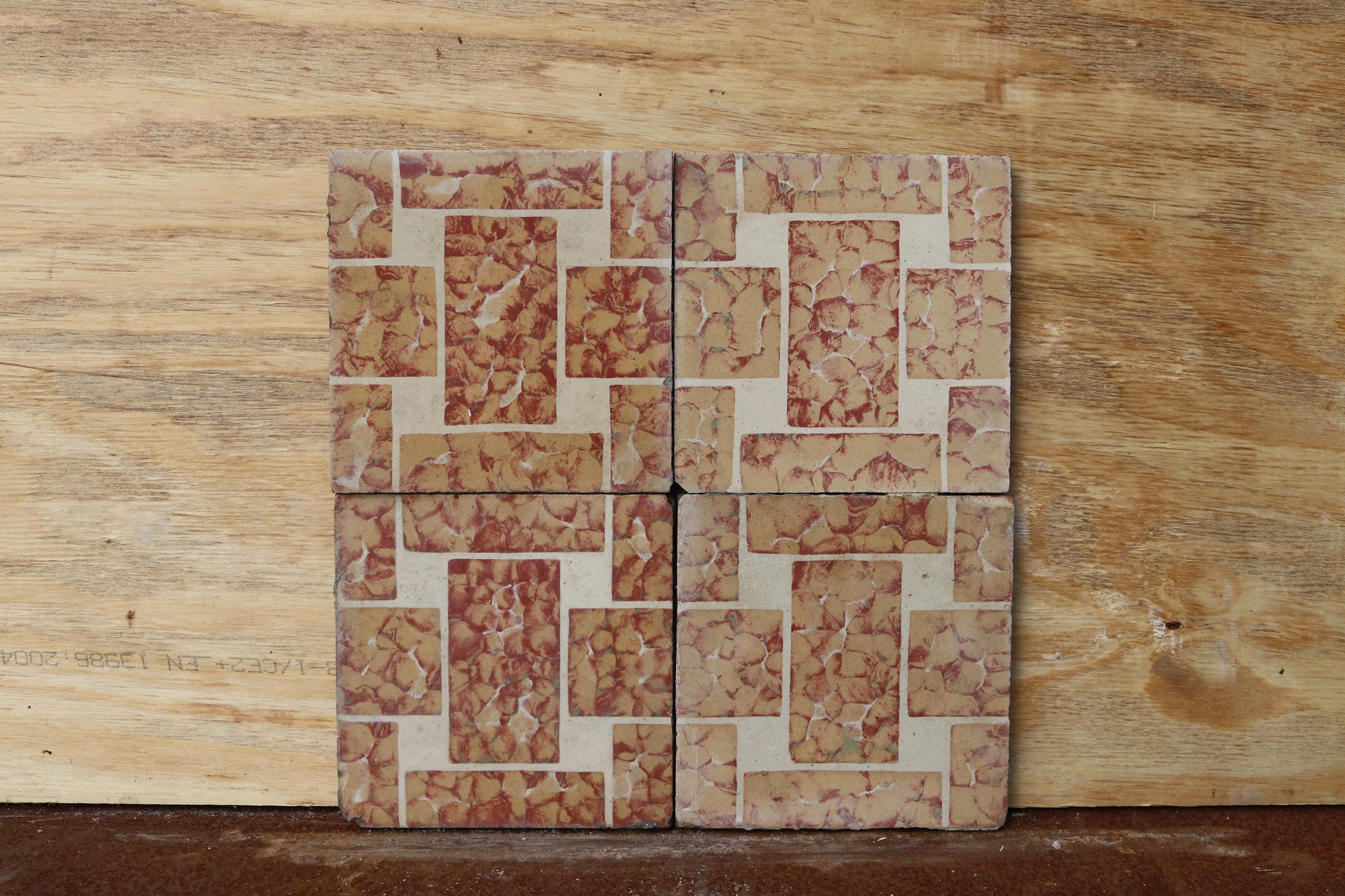 Reclaimed Geometric Encaustic Cement Floor or Wall Tiles 1