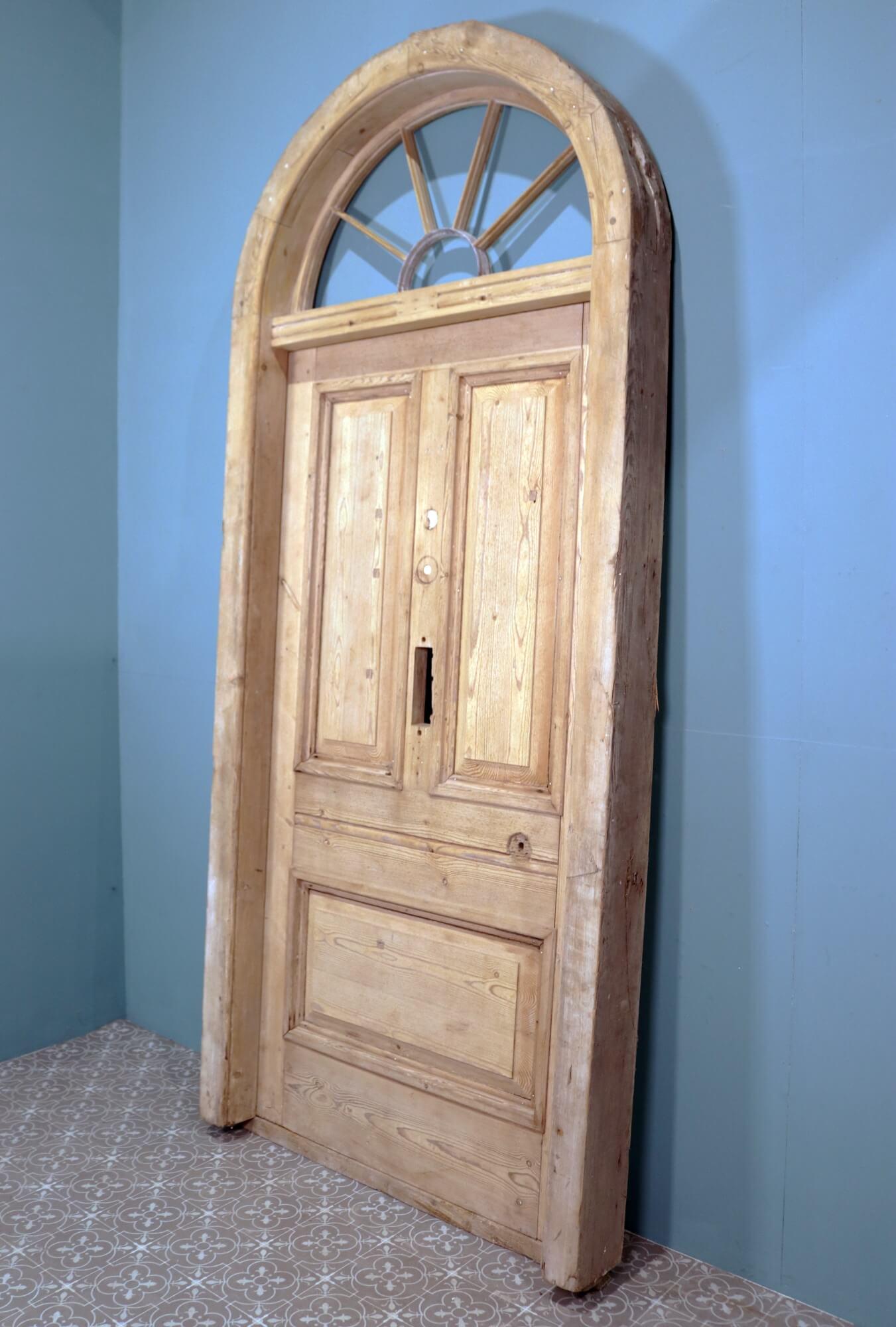 Wood Reclaimed Georgian Front Door with Fanlight For Sale