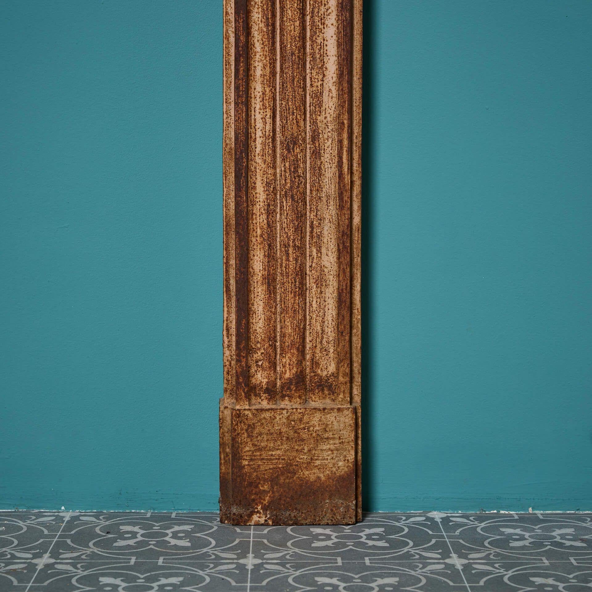19th Century Reclaimed Georgian Style Cast Iron Bullseye Mantel For Sale
