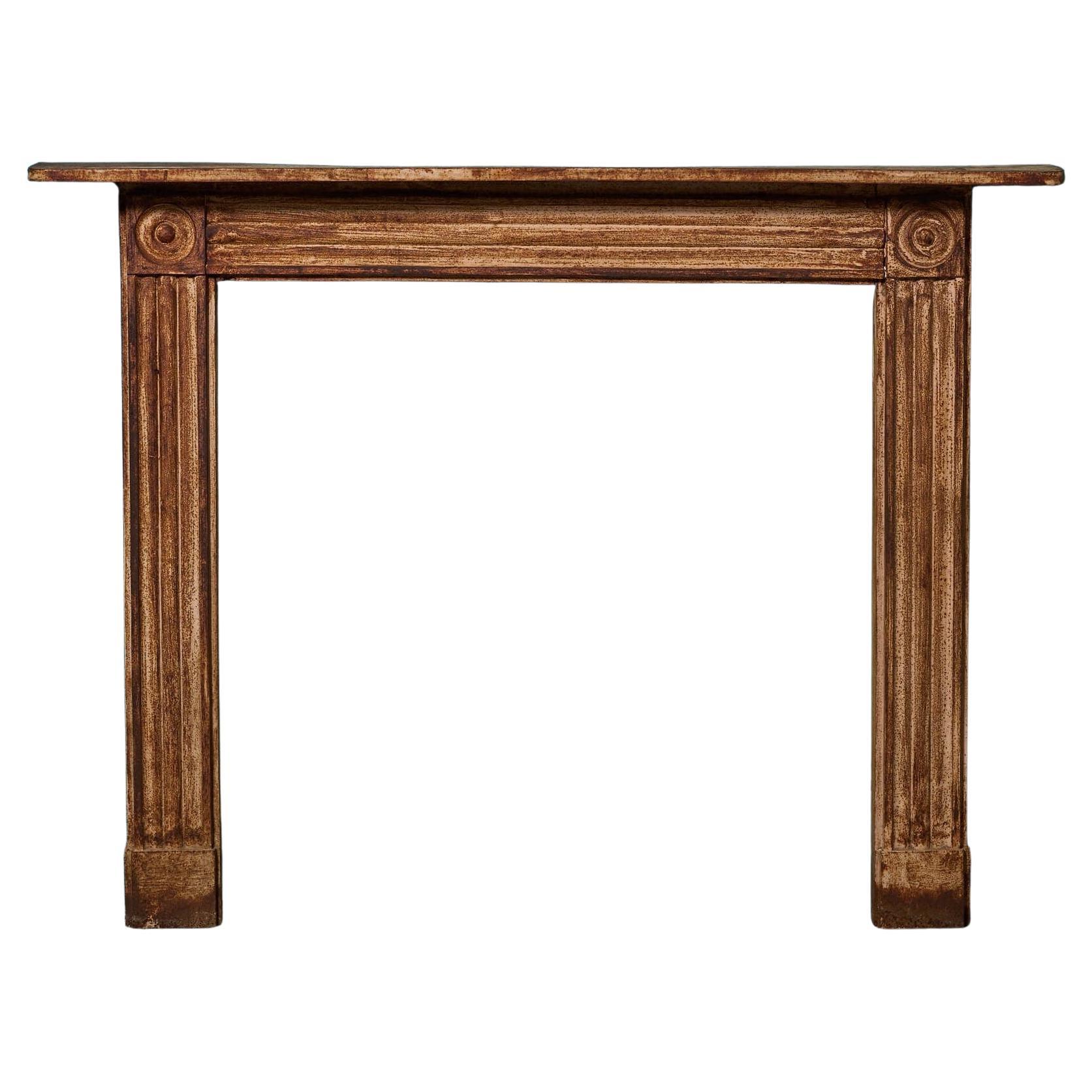 Reclaimed Georgian Style Cast Iron Bullseye Mantel For Sale