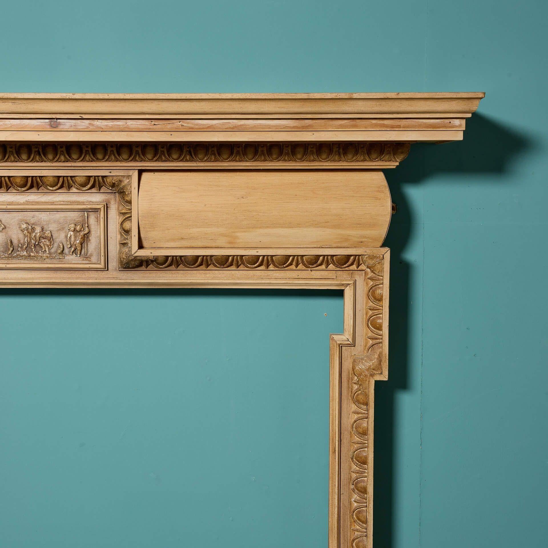 English Reclaimed Georgian Style Pine Fire Surround For Sale