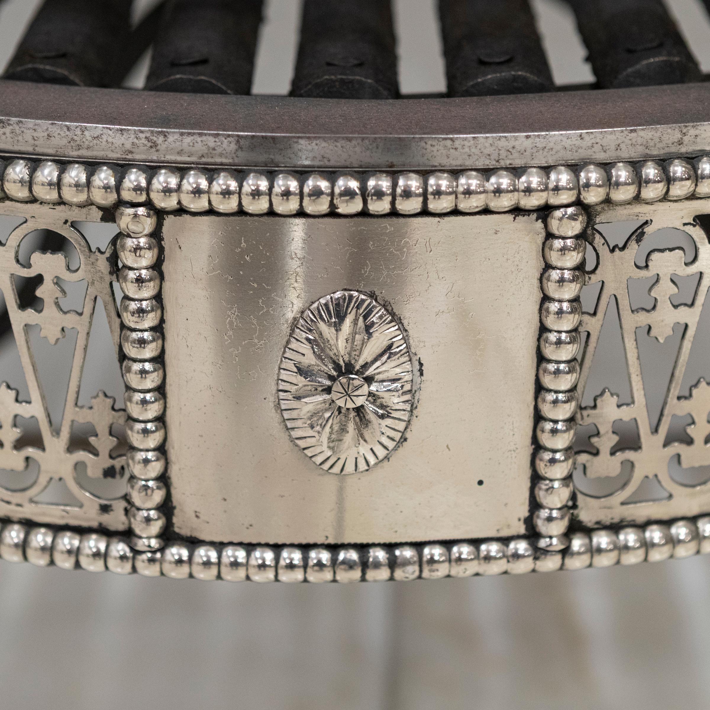 Reclaimed Georgian Style Polished Steel Fire Basket For Sale 4