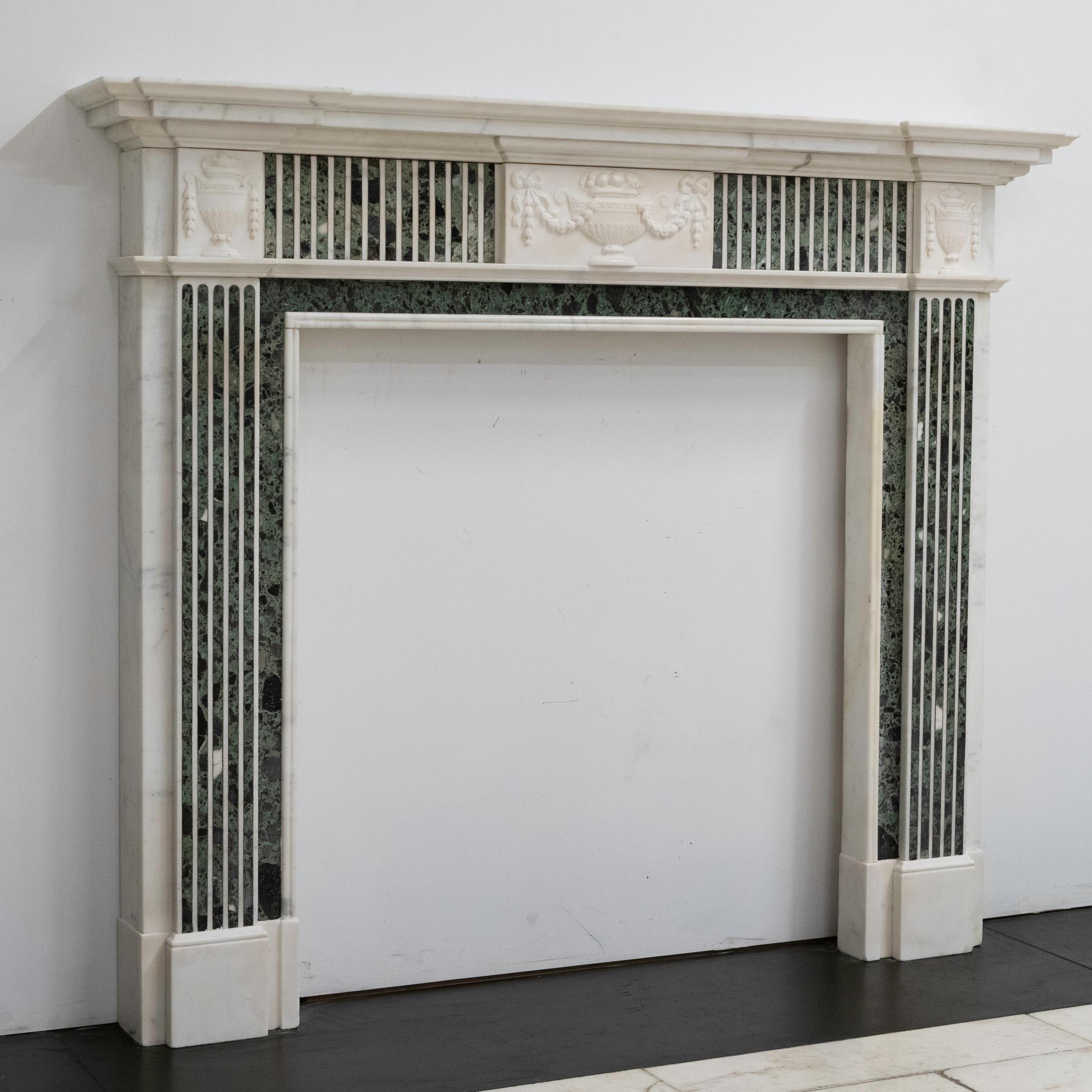 British Reclaimed Georgian Style Statuary & Verde Marble Surround (Pair Available) For Sale