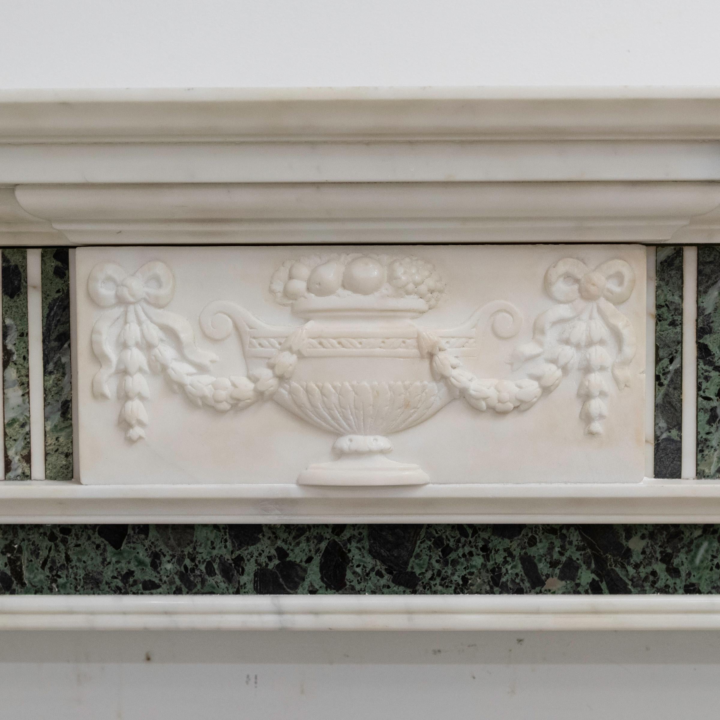 Hand-Carved Reclaimed Georgian Style Statuary & Verde Marble Surround (Pair Available) For Sale