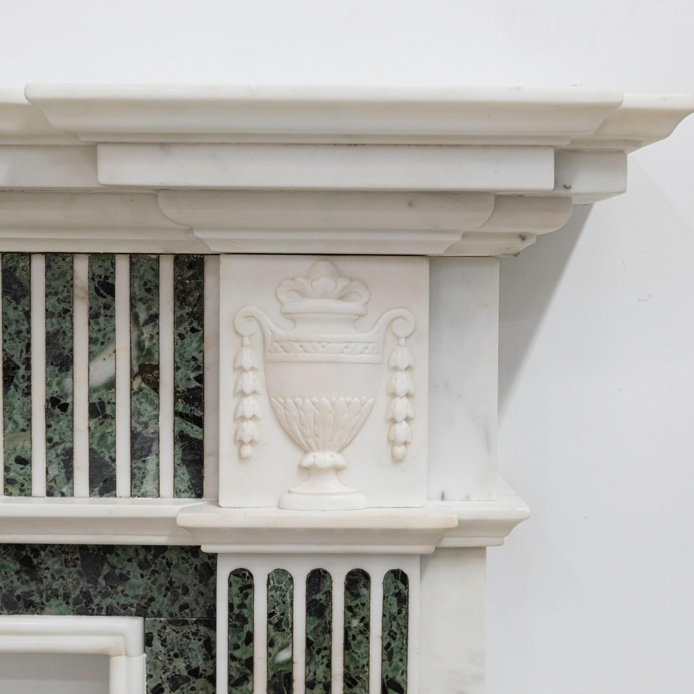 19th Century Reclaimed Georgian Style Statuary & Verde Marble Surround (Pair Available) For Sale