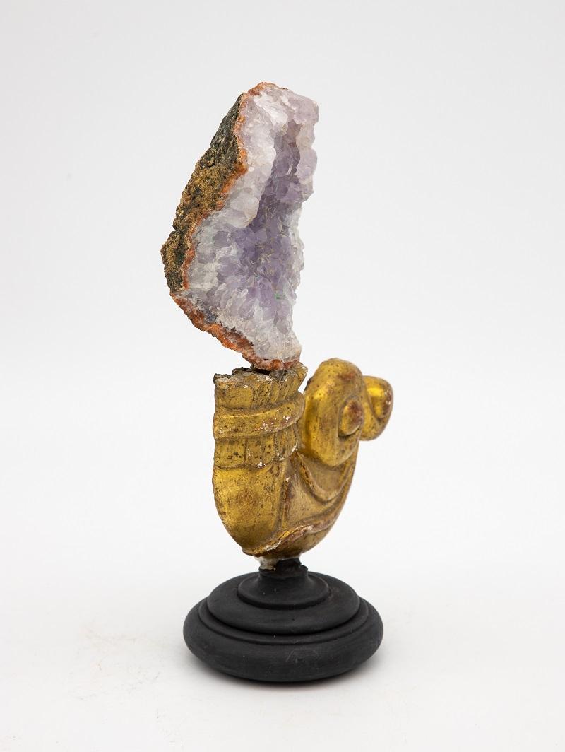 Contemporary Reclaimed Gilt Fragment with Pale Amethyst For Sale