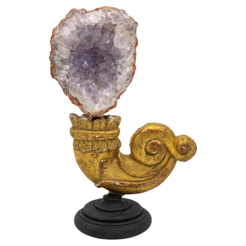 Reclaimed Gilt Fragment with Pale Amethyst For Sale