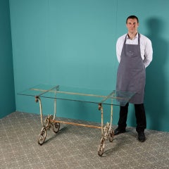 Reclaimed Glass & Wrought Iron Garden Table