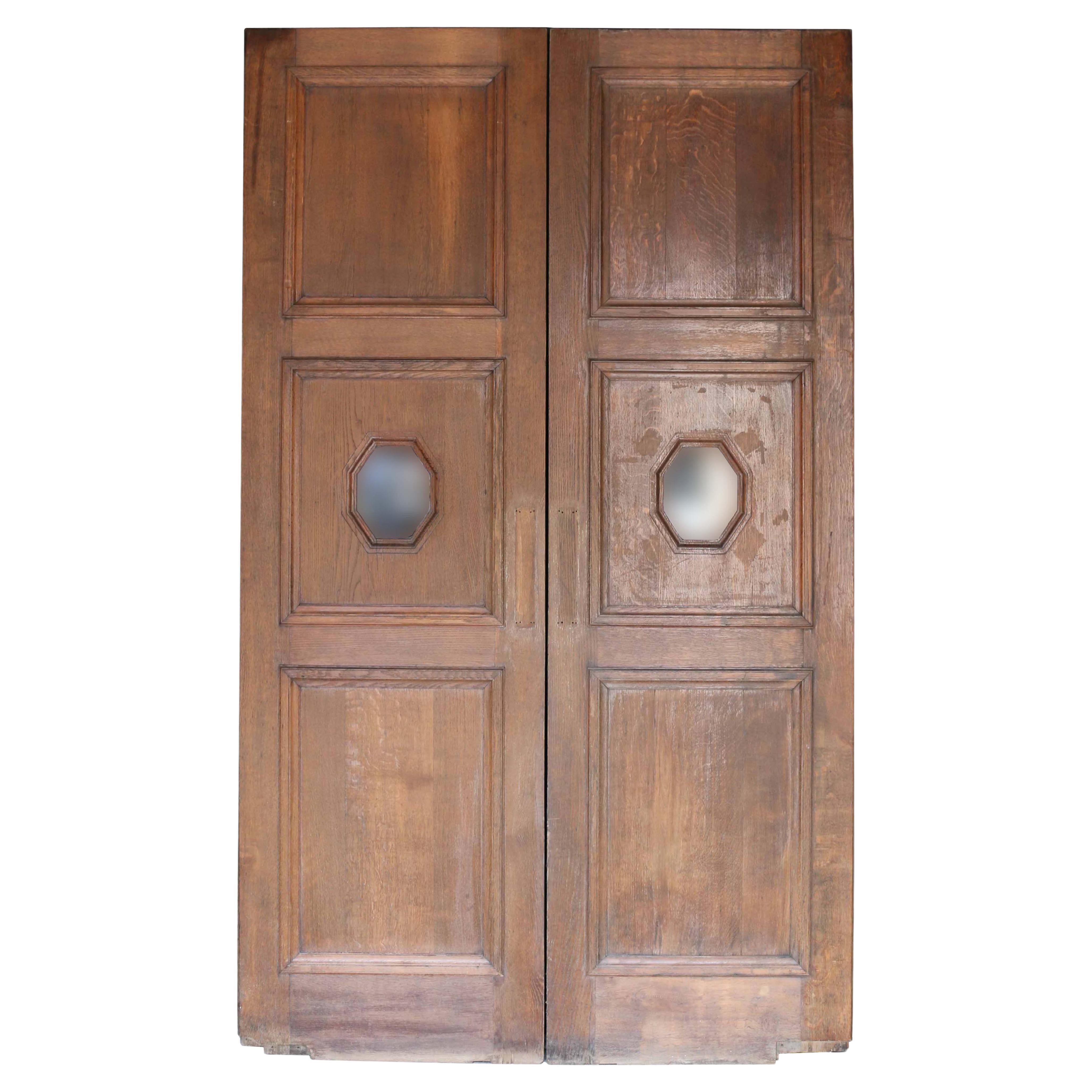 Reclaimed Glazed Oak Double Doors For Sale